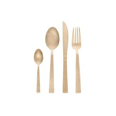 Imagem de Faqueiro 16 Peças de Aço Inox Santorini Champanhe