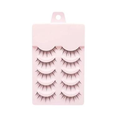 Imagem de Cílios Postiços Naturais MJ Macios E Fofos, 5 Pares, Uso Diário, Tira 