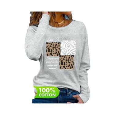 Imagem de Camiseta Feminina Fina De Algodão De Manga Comprida Branca - NONE, BR-