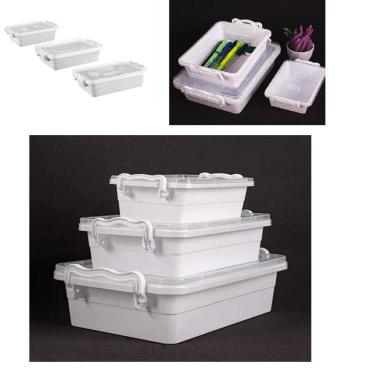 Imagem de Kit 3 Organizadores De Mesa Escritorio Caixa Organizador Multiuso Estudo Bancada Porta Joias Brinquedos