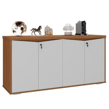 Imagem de Balcão Para Escritório Com Chave 148cm Corp A06 Freijó-branco - Mpozenato