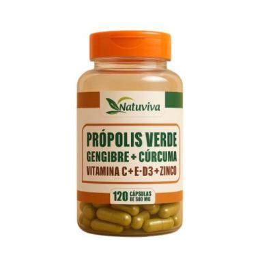 Imagem de Própolis Verde + gengibre + Cur cuma + Vitaminas C D3 Zinco 120 Cáps I