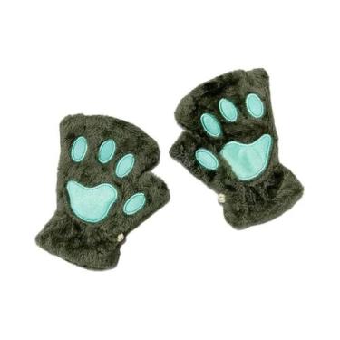 Imagem de Luvas De Inverno Fofas De Pelúcia Com Pata De Gato Para Mulheres, Luva