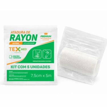 Imagem de Atadura Rayon Bandagem Estéril 7,5cm X 5 Metros 5 Unidades - Texmed