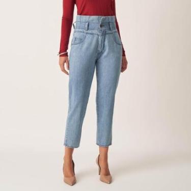 Imagem de Calça Jeans Mom Cintura Super Alta Cós Elástico Clochard-Feminino
