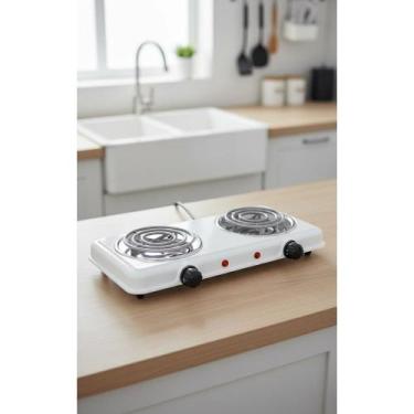 Imagem de 2x Fogareiro Elétrico 2 Bocas 2000W 127V Branco Portátil - Congratulat