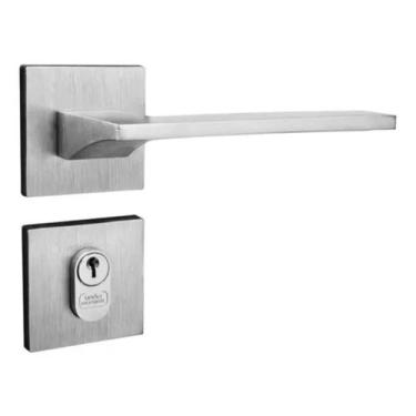 Imagem de Fechadura Porta Externa Escovada Quadrada União Mundial 55mm