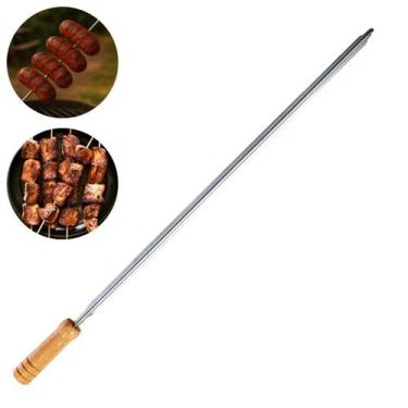 Imagem de Espeto Simples 65 cm Para Churrasco Linguiça Em Alumínio Metalmig