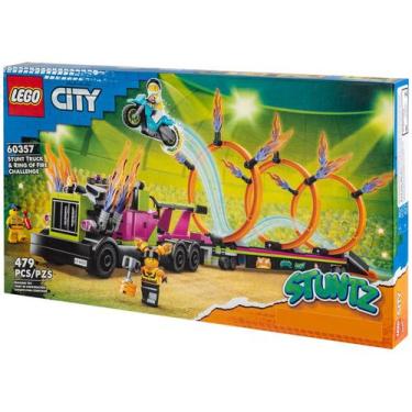 Imagem de Conjunto caminhão acrobático e anel de fogo City Lego 60357 - Mattel