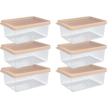 Imagem de Kit 6 Pote Organizador Multiuso P 0,6L Transparente Plástico Cozinha G