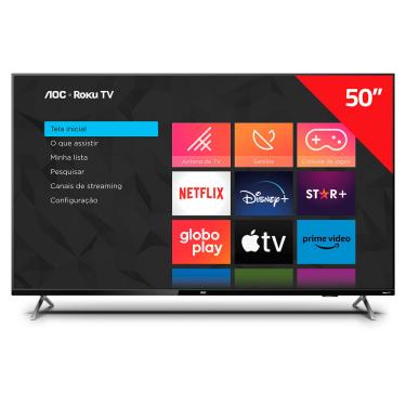 Imagem de Smart TV AOC Roku TV 50" 4K UHD 4 HDMI 2 USB HDR10+ Dolby Vision Dolby Atmos, Airplay 2, Sem bordas