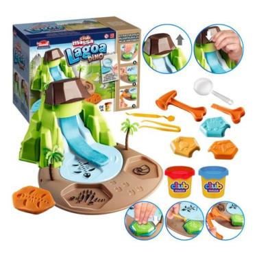 Imagem de Brinquedo Massinha De Modelar Dinossauro Lagoa Dos Dinos 8 Acessórios 