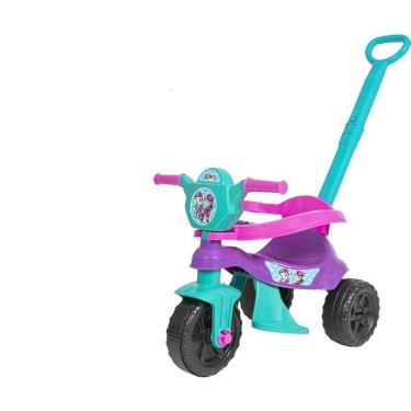 Imagem de Triciclo Baby Dog Roxa com Tiffany Protetor de Corpo e Haste Até 25kg Kendy Brinquedos