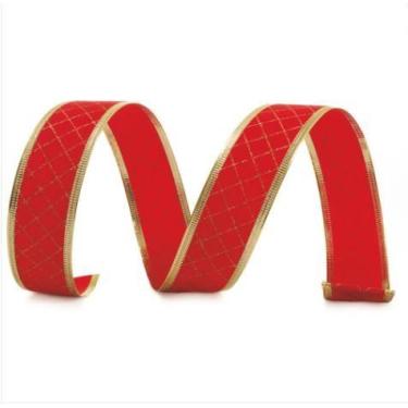 Imagem de FITA QUADRICULADA VERMELHO OURO 6,3cm (FITAS NATALINAS) C/1 UN - Cromu