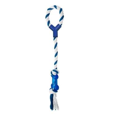 Imagem de Brinquedo Para Cães Mordedor Puxador Corda Com Osso Pet AZUL - DOG TOY