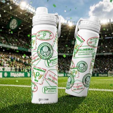 Imagem de Garrafa Térmica Palmeiras Gocase Fresh Inox Parede Dupla 650ml, Palmei