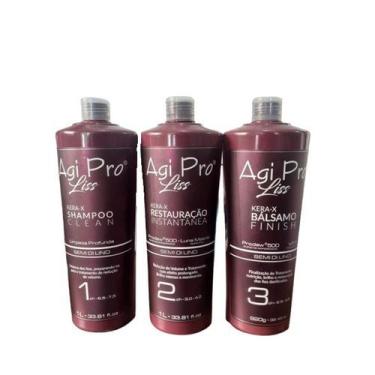 Imagem de Agi Max Pro Liss Escova Progressiva Shampoo +Ativo 2x1L + Bálsamo 1x92