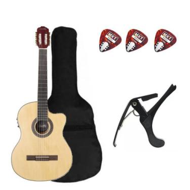 Imagem de Kit Violão Elétrico c/afinador cordas em Nylon Tonante + Capa Simples 