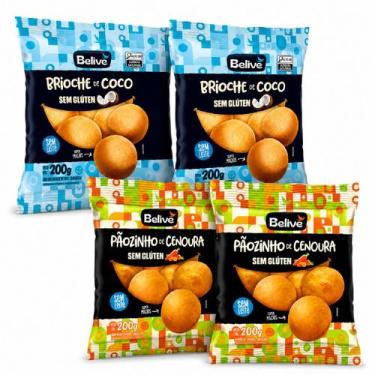 Imagem de Kit 4 BELIVE c/ 2 Brioche Coco + 2 Pãozinho Cenoura 200g - BELIVE Alim