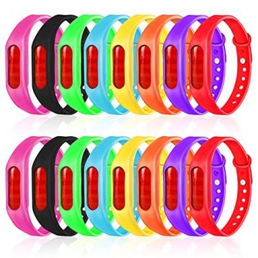 Imagem de Pacote com 16 pulseiras repelentes de mosquitos embrulhadas individualmente à prova d'água e repelente de insetos para crianças e adultos ao ar livre, acampamento, pesca, viagens