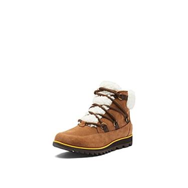 Imagem de SOREL Bota feminina Harlow Lace confort vel Botas de couro imperme veis no tornozelo, Veludo, marrom escuro, 8