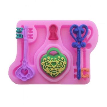 Imagem de Molde De Silicone Chaves, Cadeado, Fechadura