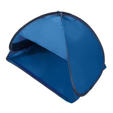 Imagem de NEWMIND Abrigo para praia, proteção solar instantânea com suporte para telefone, barco de praia, mini barraca de sombra automática anti-UV para piquenique ao ar livre acampamento na praia - pano azul prateado