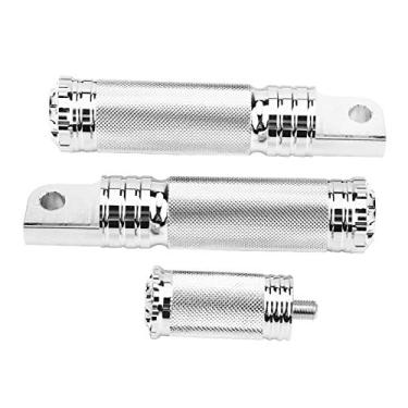 Imagem de Pedais de motocicleta, par de pezinhos de motocicleta CNC dianteiros traseiros pedais de câmbio apoio para os pés liga de alumínio para decoração, serve na maioria dos modelos que usam pinos de câmbio masculinos (cromado)