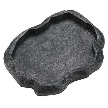 Imagem de Réptil Alimento Água Prato Durável Réptil Rock Feeder Bowl Tartaruga Lagarto Resina Água Bowl Réptil Terrário Alimento Prato (S-Green)