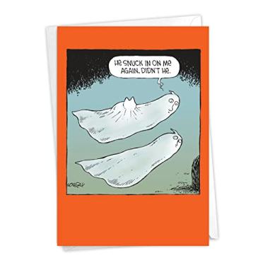 Imagem de NobleWorks - Cartão de felicitações de Halloween histérico com 12,7 x 18,8 cm com envelope (1 cartão) - Ghost Ride C7639HWG