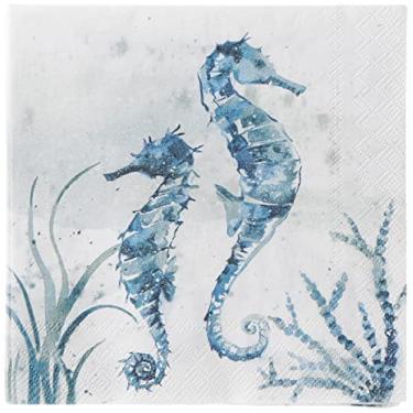 Imagem de Boston International Guardanapos de papel IHR com 3 camadas, tamanho coquetel, 20 unidades, cavalo marinho Aquaworld