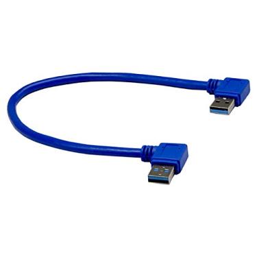 Imagem de ZdyCGTime 30 cm USB 3.0 A macho 90 graus ângulo direito para macho ângulo esquerdo cabo de extensão
