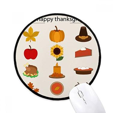 Imagem de DIYthinker Feliz Dia de Ação de Graças Padrão Comida Mouse Pad Desktop Escritório Tapete Redondo para Computador