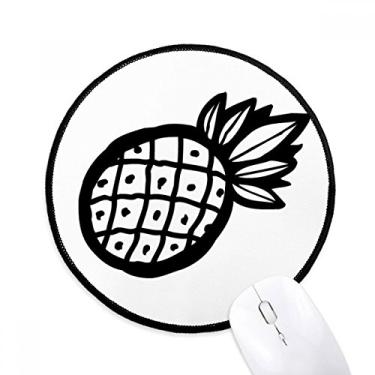 Imagem de DIYthinker Linha de abacaxi preta desenho frutas mouse pad desktop escritório tapete redondo para computador