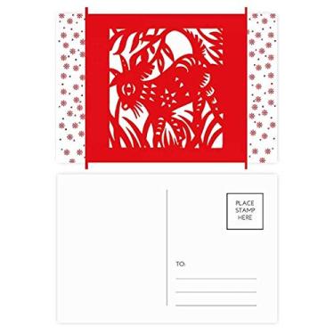 Imagem de Cortado em papel ovelhas animal China zodíaco Natal flor celebração cartão postal bênção postal