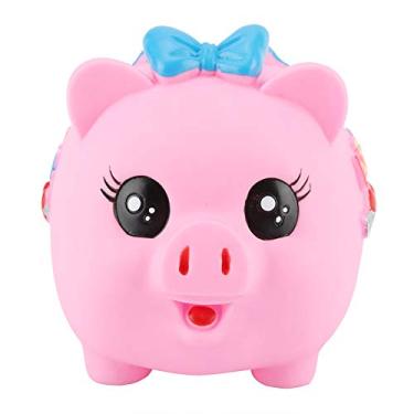 Imagem de Cofrinho de plástico porquinho dos desenhos animados moeda caixa de poupança de dinheiro banco de dinheiro presentes para crianças(Pink)