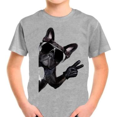 Imagem de Camiseta Bulldog Francês Pet Cachorro Cinza Infantil01 - Design Camise