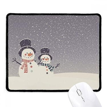 Imagem de Mousepad de Natal com boneco de neve e flocos de neve, tapete de borracha para jogos