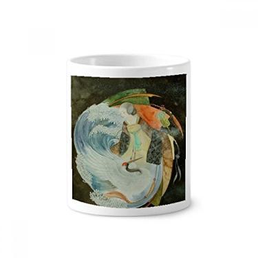 Imagem de White Crane — Porta-canetas de escova de dentes com ilustrador chinês antigo copo de cerâmica branco 355 ml