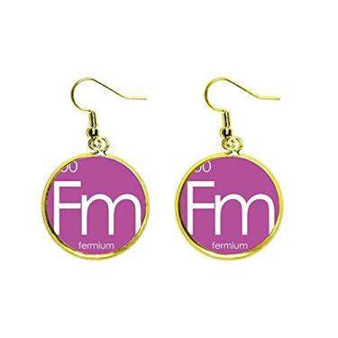 Imagem de Brincos femininos com pingente de orelha de actinida fermio, elementos de química