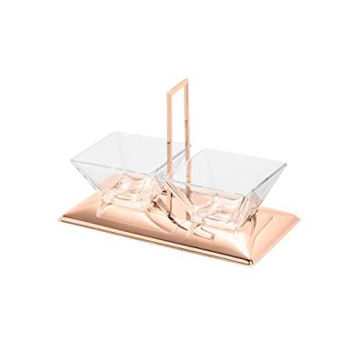 Imagem de PETISQUEIRA DUPLA DE VIDRO E AÇO INOX TORCELLO ROSE 25X14X17,5cm