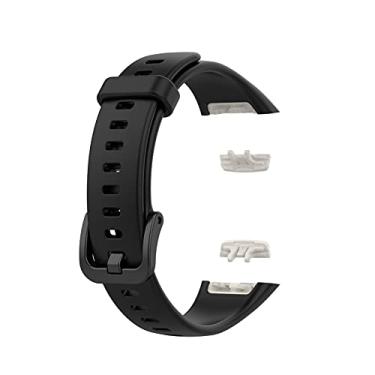 Imagem de CXWLD Pulseiras de relógio compatíveis com Band 6/Honor Band 6 pulseira esportiva de substituição de TPU macio de liberação rápida (preto)
