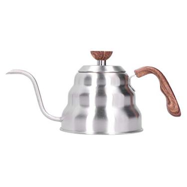 Imagem de Chaleira de café com pescoço de ganso de aço inoxidável, chaleira de pescoço de ganso de aço inoxidável, chaleira de chá, com tampa fechada, exaustão de 3 furos, alça antiderrapante, para casa, escritório, cafeteria, acampamento (1L)