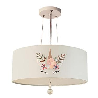 Imagem de Lustre Pendente Infantil Unicórnio Cúpula Branco 40x15 2E27