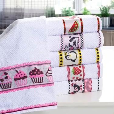 Imagem de Pano de Prato Atoalhado Felpudo 06 unidades Pano de Copa Cozinha Guardanapo Louça Gourmet Luxo