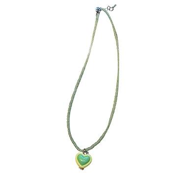 Imagem de Maybenice Colar com pingente de coração fofo, colar elegante, feito à mão com contas coloridas, colar com pingente de pescoço, joia de verão, one size, Acrílico, Sem Pedra Preciosa