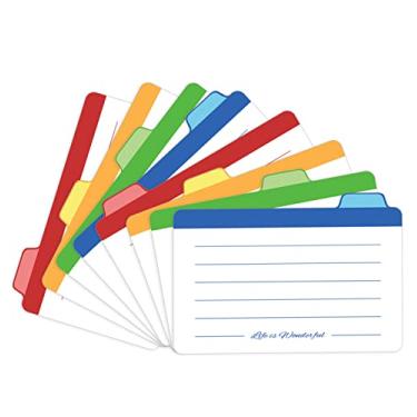 Imagem de Neando Guia de fichas divisórias 7,6 x 12,7 cm, guia de cartões de índice em branco, cartões de notas com abas cortadas em 1/4, guias de arquivo e receita, papel 400 g/m², cores sortidas, 20 unidades
