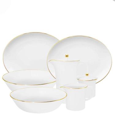 Imagem de Baixela para Servir Sofia Ouro 7pç Porcelana Oxford