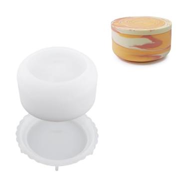 Imagem de HOOLIKUS Frasco de vela com molde de silicone de tampa, moldes de fabricação de vasos de vela de concreto de cimento, ferramenta de fabricação de pote de resina de plantas suculentas (CCM021-3)