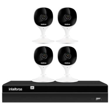 Imagem de Kit 4 Câmeras Wi-Fi iMx C Intelbras Visão Superwide e Inteligência Artificial Branca + Gravador Digital de Vídeo Intelbras NVR NVD 1404 4 Canais